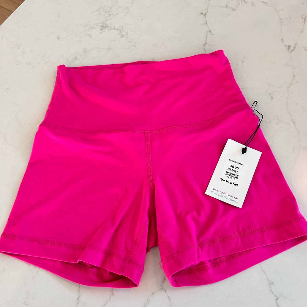 NWT Teal biker 4” shorts by BeachLIFE Fitness - size small